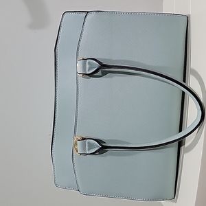 Large satchel bag shoulder bag light blue with light light green shade